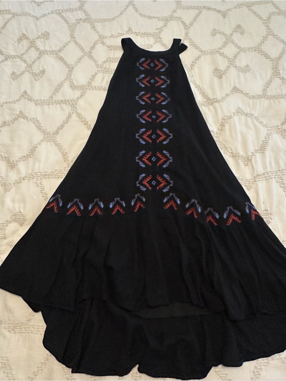 Black Maxi Dress with Southwestern Embroidery